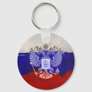 Vlag van Rusland met adelaar in verf Sleutelhanger