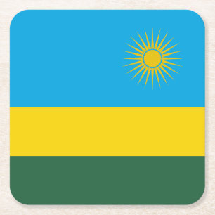 Vlag van Rwanda Vierkante Kartonnen Onderzetter