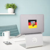 Vlag van Saarland Vinyl Sticker (Laptop op bureau)