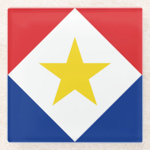 Vlag van Saba Glazen Onderzetter