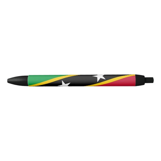 Vlag van Saint Kitts en Nevis Zwarte Inkt Pen (Voorkant)