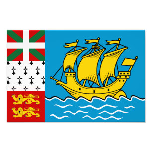 Vlag van Saint-Pierre en Miquelon Foto Afdruk