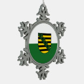 Vlag van Saksen Snowflake Pewter kerstversiering Tin Sneeuwvlok Ornament (Links)