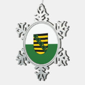 Vlag van Saksen Snowflake Pewter kerstversiering Tin Sneeuwvlok Ornament (Rechts)