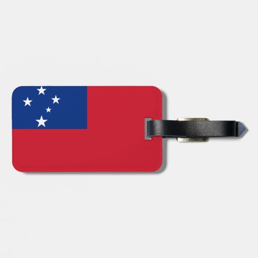 Vlag van Samoa-Bagagelabel met lederriem Bagagelabel (Achterkant horizontaal)