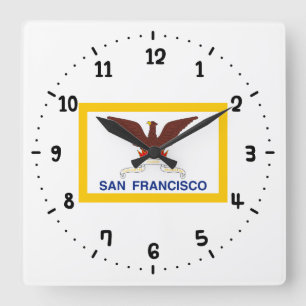Vlag van San Francisco Square Wall Clock Vierkante Klok