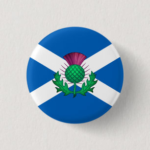 Vlag van Schotland met Thistle bovenop Ronde Button 3,2 Cm