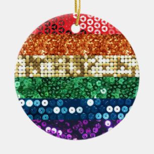 vlag van sequin pride keramisch ornament