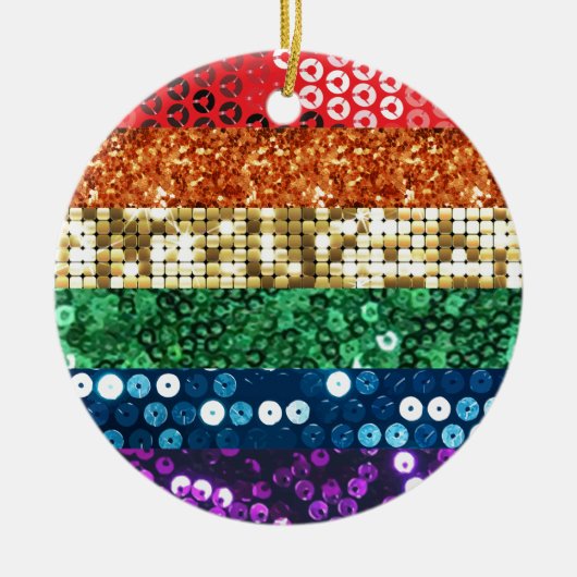 vlag van sequin pride keramisch ornament (Voorkant)