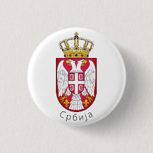 Vlag van Servië Ronde Button 3,2 Cm