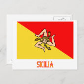 vlag van Sicilia met naam Briefkaart (Voorkant / Achterkant)