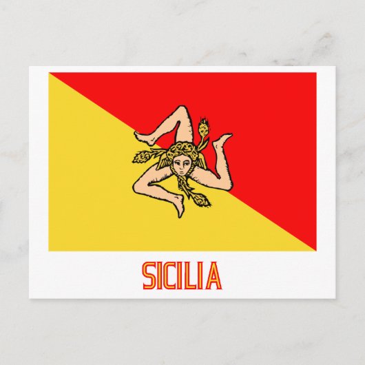 vlag van Sicilia met naam Briefkaart (Voorkant)