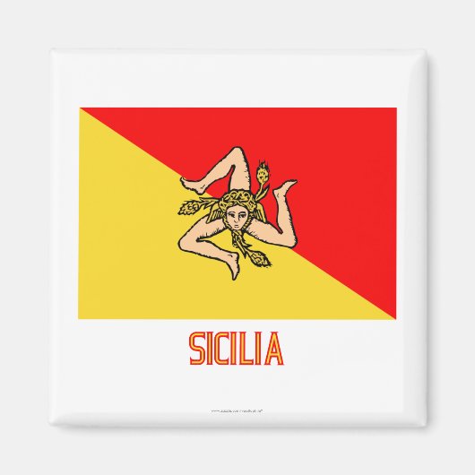 vlag van Sicilia met naam Magneet (Voorkant)