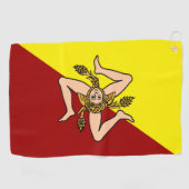 Vlag van Sicilië (Italië) Golfhanddoek (Horizontaal)