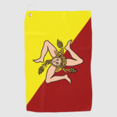 Vlag van Sicilië (Italië) Golfhanddoek (Voorkant)