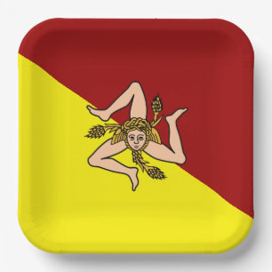 Vlag van Sicilië (Italië) Papieren Bordje