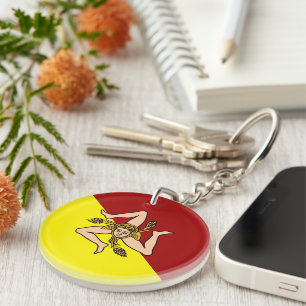 Vlag van Sicilië (Italië) Sleutelhanger