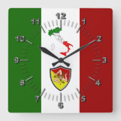 Vlag van Sicilië (Italië) Vierkante Klok (Voorkant)
