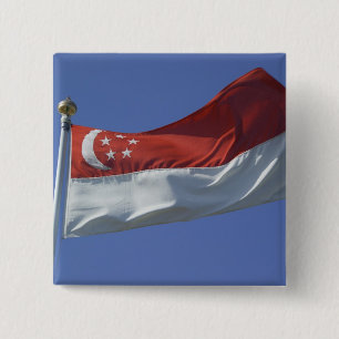 Vlag van Singapore Vierkante Button 5,1 Cm