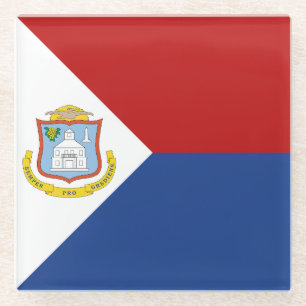 Vlag van Sint Maarten Glazen Onderzetter