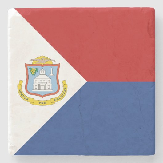Vlag van Sint Maarten Stenen Onderzetter (Voorkant)