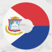 vlag van Sint Maarten Wijnglaslabel (Voorkant)