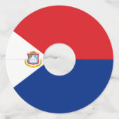 vlag van Sint Maarten Wijnglaslabel (Achterkant)