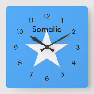 Vlag van Somalië, geëtiketteerd Vierkante Klok
