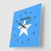 Vlag van Somalië, met het opschrift Vierkante Klok (Hoek)
