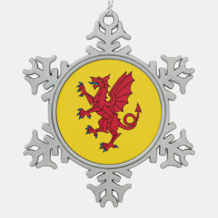 Vlag van Somerset Tin Sneeuwvlok Ornament