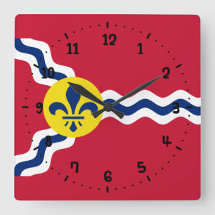 Vlag van St. Louis, Missouri Square Wall Clock Vierkante Klok