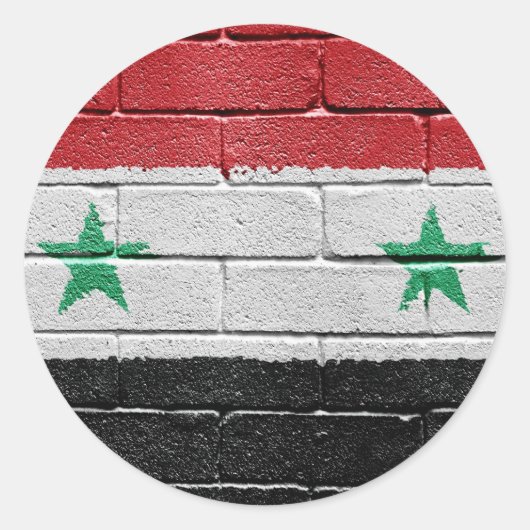 Vlag van Syrië Ronde Sticker (Voorkant)