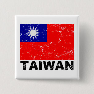 vlag van Taiwan Vierkante Button 5,1 Cm