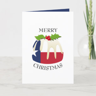 VLAG VAN TEXAS Feestelijke pruimenpudding Kers Feestdagen Kaart