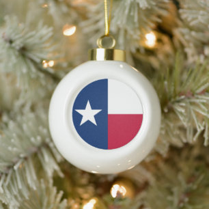 Vlag van Texas: Longhorns, de Texaanse eenzame ste Keramische Bal Ornament