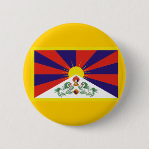 Vlag van Tibet Ronde Button 5,7 Cm
