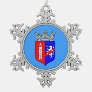 Vlag van Tirana, Albanië Snowflake Pewter Kerstmis Tin Sneeuwvlok Ornament