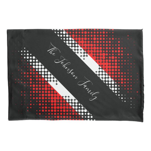 Vlag van Trinidad en Tobago Dot | Familienaam Kussensloop (Voorkant)