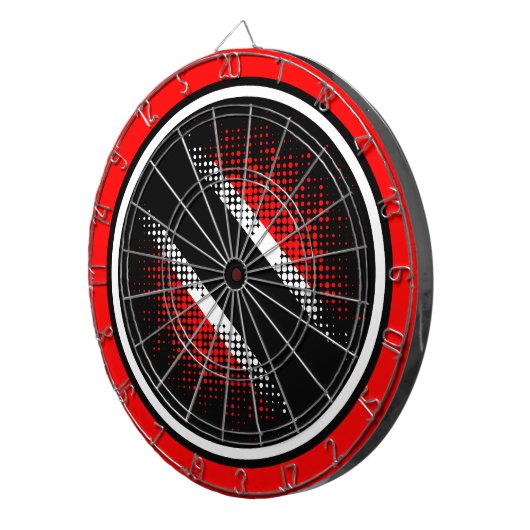 Vlag van Trinidad en Tobago (Putpatroon) Dartbord (Voorkant Rechts)
