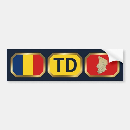 Vlag van Tsjaad Kaart Code Bumpersticker (Voorkant)