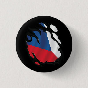 Vlag van Tsjechië Gescheurd Ronde Button 3,2 Cm
