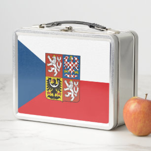 Vlag van Tsjechië met daarop het wapen