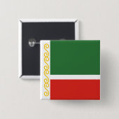 Vlag van Tsjetsjenië Vierkante Button 5,1 Cm (Voorkant /achterkant)