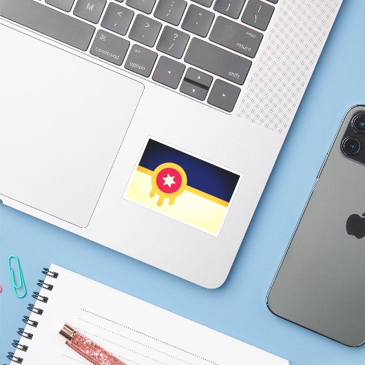 Vlag van Tulsa, Oklahoma Sticker (Laptop met iPhone)