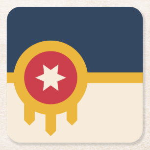 Vlag van Tulsa, Oklahoma Vierkante Kartonnen Onderzetter