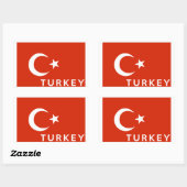 vlag van turkije - naam rechthoekige sticker (Vel)