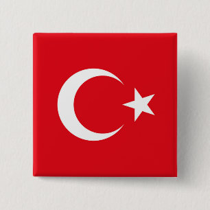 Vlag van Turkije Vierkante Button 5,1 Cm
