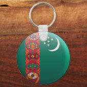 Vlag van Turkmenistan Sleutelhanger (Voorkant)