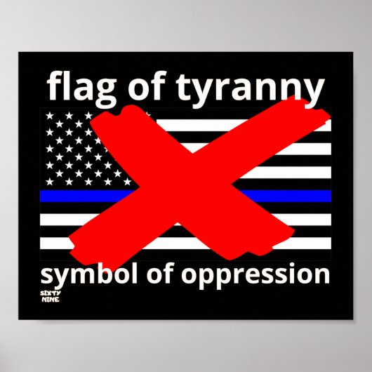 VLAG VAN TYRANNY blauwe lijn vlag vlag politie vla Poster (Voorkant)