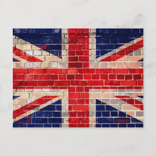 vlag van UK Union Jack op een muur Briefkaart